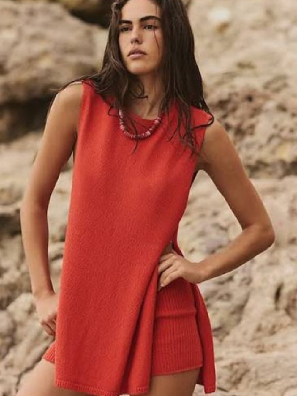Free People Beach Orange Miranda Sweater Set